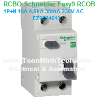 CB bảo vệ và chống dòng rò RCBO Schneider - Easy9 RCOB - 1P+N 10A 4.5kA 30mA 230V AC - EZ9D34610